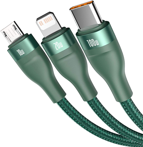 Baseus Flash Series 3-in-2 fast charging Data Cable U+C to M+L+C 100W 1.2m image
